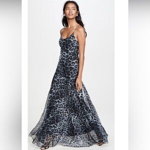 Eywasouls Malibu Tracy bias cut silk animal print Dress lined Large $450